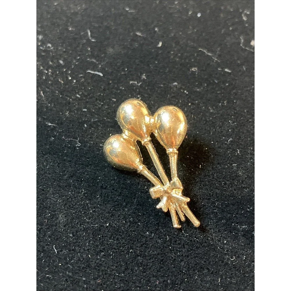 Signed JJ Balloons Lapel Pin Jonette Jewelry Birthday Balloon Gold Tone Vintage